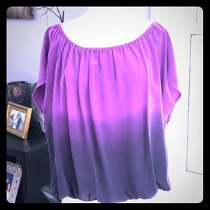 Magenta ombré 100% silk short-sleeved Joie blouse